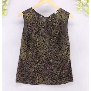 Tory Burch Women's Tanya Abstract Leopard Print Silk Sleeveless Tie Back Top 4